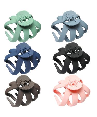 Large Hair Claw Clips for Women 6 Pcs Grip Octopus Clips for Thick Hair Strong Hold Catch Octopus Hair Clips Non Slip Octopus Jaw Clips Banana Clips Barrette Ponytail Holder Hair Accessories Flower Floral
