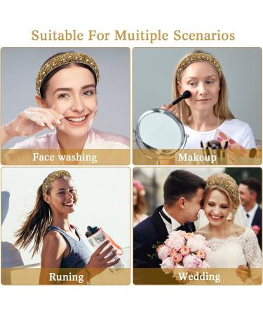 WLLHYF Rhinestone Jeweled Wedding Bridal Headband | Wide Band Hairpiece with Crystal Diamond | Sparkly Golden Hair Accessory for Women - Buy Online on GoSupps.com