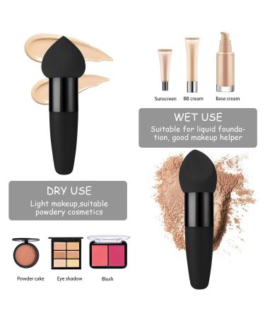 Buy Sibba 3-Piece Make-Up Sponge Set | Beauty Blender for Flawless Foundation & Concealer | Mini Angle Brush | Black - Buy Online on GoSupps.com