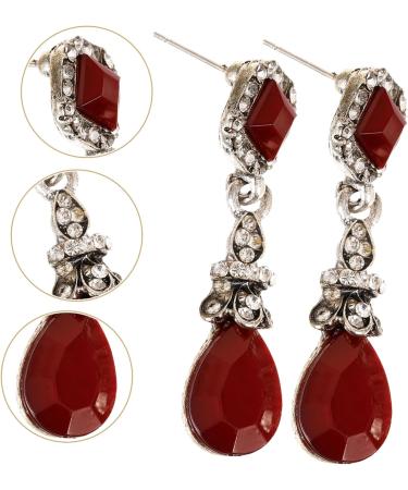 2pcs Clips Pierced Long Women Earring Vintage Ear Black Earrings No mediumx3pcs Redx3pcs - Buy Online on GoSupps.com