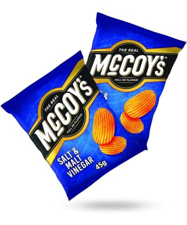 McCoy's Ridge Cut Salt & Malt Vinegar Potato Crisp 45g (24 Pack) - Buy Online on GoSupps.com