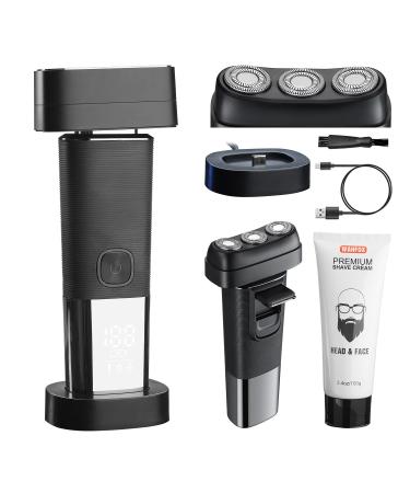 WAHFOX Electric Shaver Wet & Dry Shaver with Charging Stand Pop-up Trimmer with Shaving Cream Rechargeable Shaver