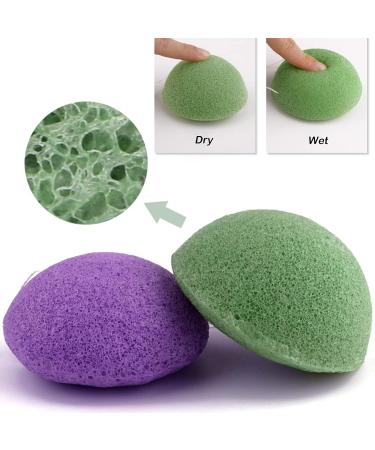 6 Pack Natural Konjac Facial Sponges Set - Exfoliating Sponge Set in 6 Colors for Gentle Face Cleansing - Charcoal, Turmeric, French Green, White, Pink & Purple - Buy Online on GoSupps.com