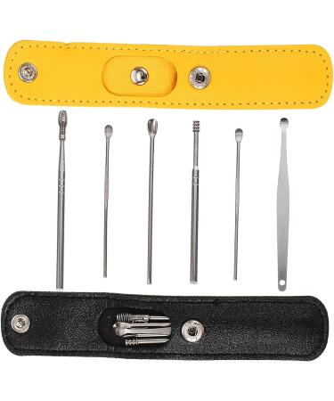 Lurrose 8-Piece Ear Cleaning Tool Set - Stainless Steel Earwax Remover Kit for Home - Portable and Convenient Ear Picker - Black and Yellow - 2 Sets Included - Buy Online on GoSupps.com