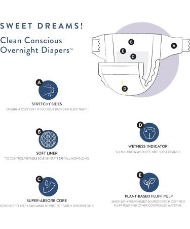 The Honest Company Overnight Diapers | Plant-Based  Sustainable  Cozy Cloud & Star Signs | Size 5 (27+ lbs) 40 Count - Buy Online on GoSupps.com