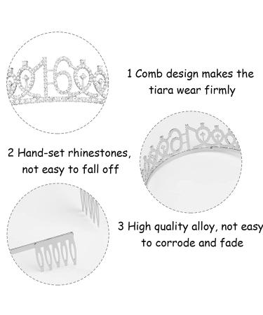 Sophisticated Silver 16th Birthday Tiara and Sash Kit - Sweet 16 Decorations & Gifts for Girls - Buy Online on GoSupps.com