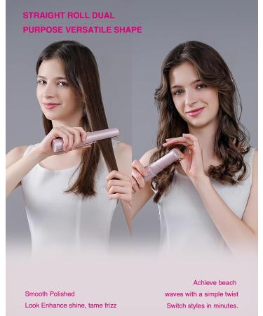 Buy Cordless Hair Straightener & Curler 2 in 1 - Portable Mini Iron with 5000mAh Battery Fast Heating & Negative Ion Technology - Ideal for Travel - Pink - Buy Online on GoSupps.com