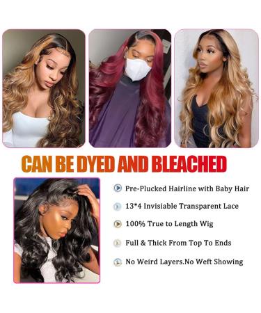 YUONSEE 13x4 Brazilian Body Wave Lace Front Human Hair Wig - 22 inch Natural Black | Pre Plucked HD Transparent Lace, 150% Density, Baby Hair | For Black Women - Buy Online on GoSupps.com
