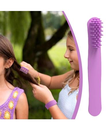 Scalp Massage Curve Brush with Long Handle - Soft Hair Tie & Gossip Comb for All Hair Types - Violet - Buy Online on GoSupps.com