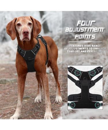DASH X Large Dog Harness | No Pull Front Clip Vest with Easy Control Handle | Adjustable & Reflective | Breathable & Non-Choke | Black (Neck 42-66cm, Chest 38-89cm) - Buy Online on GoSupps.com