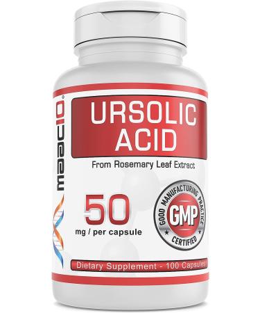 MAAC10 Ursolic Acid 50mg (100 Capsules) Sourced from Rosemary Extract | AMPK Activator, Supports Skeletal Muscle Mass & Endurance, Non-GMO, Gluten Free, Vegetarian
