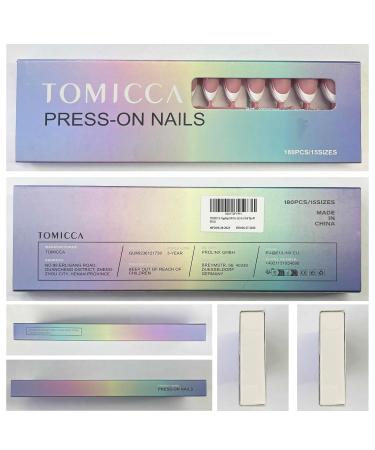 Tomicca French Press On Nails - 180 Almond Nail Tips 3-in-1 Pre-Colored Full Cover & Base Coat for Nail Art | 15 Sizes Available - Rose Almond Finish - Buy Online on GoSupps.com