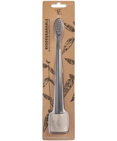 Natural Family Co. Biodegradable Cornstarch Toothbrush - Soft Monsoon Mist + Stand - Buy Online on GoSupps.com
