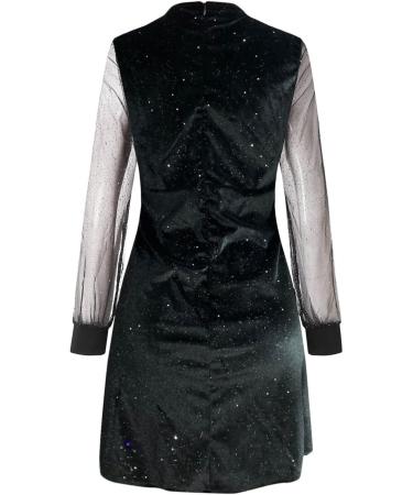 Hanxiulin Women's Mini Dress - Sequin Ball Gown & Cocktail Outfit for Weddings and Festive Events - Long Sleeve Black Dress - Buy Online on GoSupps.com