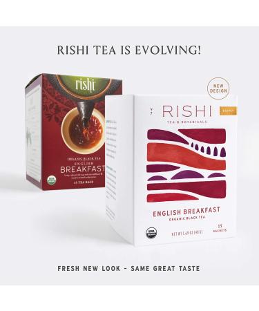 Rishi Tea English Breakfast Organic Black Tea Sachet Bags - 15 Count, Pack of 1 - Buy Online on GoSupps.com