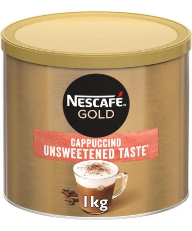 Nescafe Gold Cappuccino Unsweetened Taste Instant Coffee Tin 1 kg & NESCAFE Gold Cappuccino Unsweetened Taste Sachets - 50 x 14.2g - Buy Online on GoSupps.com