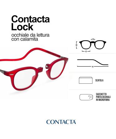 Contacta Lock Reading Glasses for Men & Women - Magnetic Adjustable Red +3.00 Diopters - Includes Glasses Holder - Buy Online on GoSupps.com