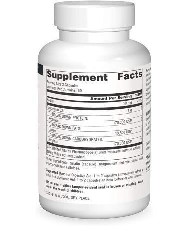 Source Naturals Pancreatin 8X 500 mg - Digestive Enzyme Support, 100 Capsules - Buy Online on GoSupps.com