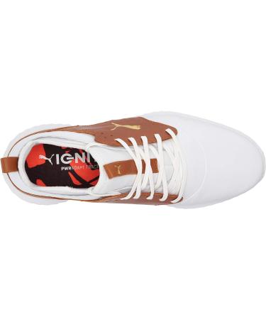 PUMA Men's Ignite Pwradapt Caged Crafted Golf Shoe 11.5 - White Leather/Brown/Gold - Buy Online on GoSupps.com