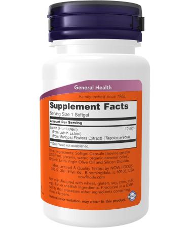 Buy Now Foods Lutein 10mg - 60 Capsules for Eye Health | International Shipping Available - Buy Online on GoSupps.com