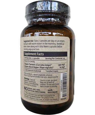 ISHA Turmeric Herbal Supplement 990 mg - 90 Vegetarian Capsules Non-GMO Gluten Free  - Buy Online on GoSupps.com