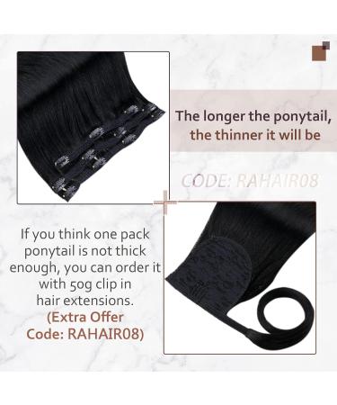 Runature 30cm Real Hair Ponytail Extension - Short Braid Black Remy Human Hair 70g - #1 Single Color Black - Buy Online on GoSupps.com