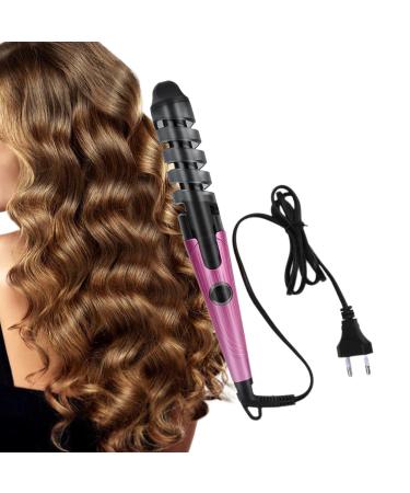 Hair Curling Iron - Hair Curler Wand | Hair Straightener and Curler 2 in 1 Portable Automatic Hair Curler Wand for Long Short Hair Pink US