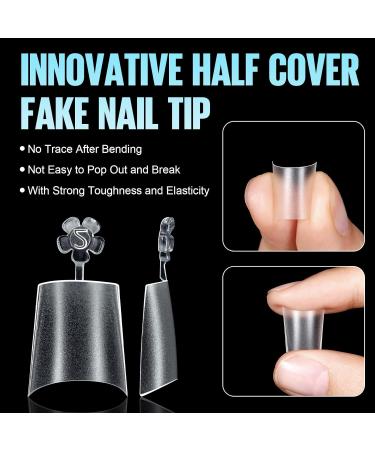 TOMICCA Short Coffin French Edge Nail Tips - 240pcs Half Cover False Nails - Natural Matte Acrylic Extensions - 15 Sizes Salon Quality Artificial Nails - Buy Online on GoSupps.com
