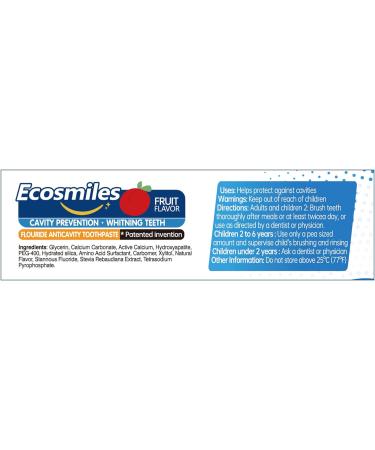 Ecosmiles Kids Cavity Protection Toothpaste with Hydroxyapatite SLS-Free Non-Toxic Formula for Toddlers Strawberry Flavor Remineralizing & Sensitive Teeth Friendly 3.52oz - Buy Online on GoSupps.com