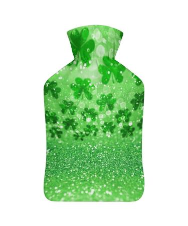 Green Leaves Hot Water Bottle With Cover Plush Bed Bottle Hand Warmer For Adults And Children 26.5X15.3cm