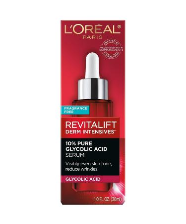L'Oreal Paris Revitalift 10% Pure Glycolic Acid Face Serum 1.0 fl oz - Visibly Evens Tone, Reduces Wrinkles - Fragrance Free - Buy Online on GoSupps.com