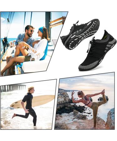 Men's & Women's Bathing Shoes - Barefoot Water Shoes for Beach Surfing Diving & Fitness - EU Size 44 - Black & White - Buy Online on GoSupps.com