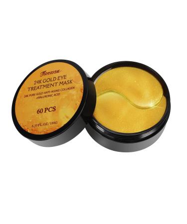 Fivewan 24k Gold Under Eye Patches - 60 Pcs Eye Mask Pure Gold Anti-Aging Collagen Hyaluronic Acid Under Eye Mask for Removing Dark Circles Puffiness & Wrinkles Refresh Your Skin