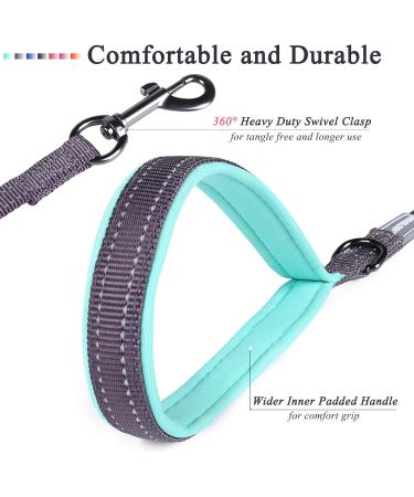 Vivaglory Traffic Handle Dog Leash - Two Padded Handles Reflective & Strong Metal Hook - 1.8m Training Line for Dogs - Gray - Buy Online on GoSupps.com