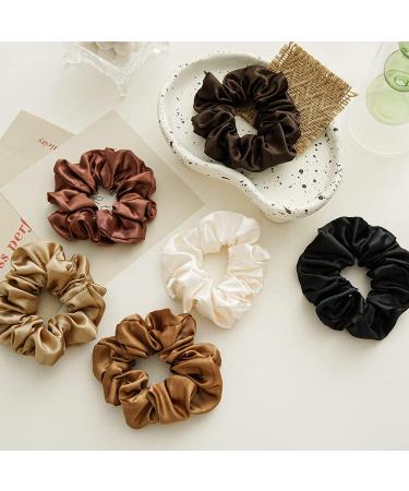 6-Pack Satin Hair Scrunchies Set - Elegant Elastic Ponytail Holders for Women & Girls - Buy Online on GoSupps.com