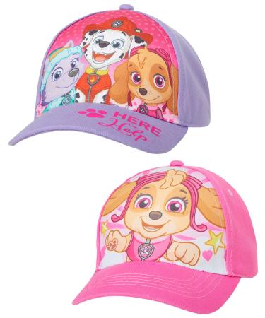 Nickelodeon Girls Paw Patrol 2 Pack Cotton Baseball Cap (Toddler/Little Girls) 4-7 Years Paw Patrol Pink/Purple
