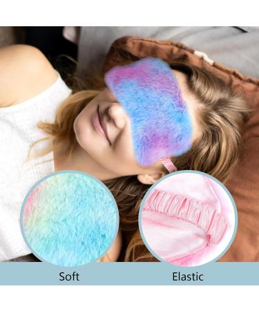 4 Pieces Plush Eye Mask Set - Soft Furry Rainbow Sleeping Blindfold for Women Kids & Teens - Comfortable Travel & Nap Accessories - Buy Online on GoSupps.com