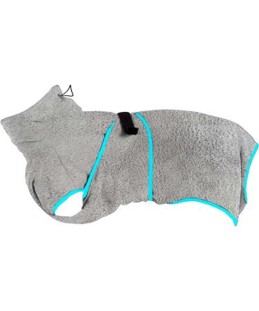 OWBB dog bath towel extra suction dog bathrobe cat fast drying bath towel pet coat with adjustable straps (gray/xs) XS soft fleece gray - Buy Online on GoSupps.com