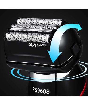 Povos Electric Foil Shaver PS9608 - 4 Blade Wet & Dry Cordless for Men Flexible Pivoting Head & Travel Bag - Best International Shipping - Buy Online on GoSupps.com