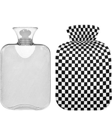 Durable 1L Heat Bottle - Black & White Checkered - Ideal for Pain Relief Cramps & Heat Therapy - International Shipping Available - Buy Online on GoSupps.com