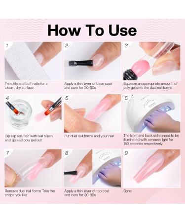 Morovan Poly Gel Nail Kit - 6 Colors Starter Kit with 48W UV Lamp & Nail Drill | Best Poly Nail Gel for Extensions - Pink & Green - Buy Online on GoSupps.com