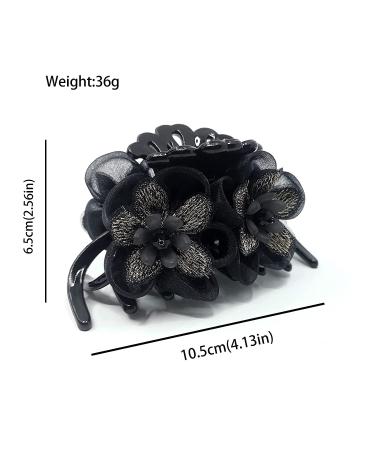 Flower Hair Claw Banana Clip Strong Hold Hair Grip for Thick Hair (Black) - Buy Online on GoSupps.com