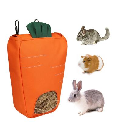 Rabbit Hay Feeder Guinea Pig Hay Bag Hanging Feeder 600D Oxford Cloth Fabric for Small Hay-Eating Pets Rabbits Guinea Pig Chinchilla Small Animals (Orange)