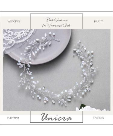 Unicra Bridal Wedding Hair Vine | Silver Crystal Headband & Rhinestone Hair Accessories for Brides & Girls - Buy Online on GoSupps.com