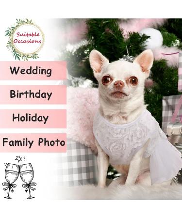 Dog White Princess Dress with Bowknot & Rose Decor - Medium Tutu Skirt for Small/Medium Girl Dogs - Formal & Sweet Summer Apparel for Wedding Party - Pet Lace Costume - Buy Online on GoSupps.com
