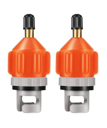 2 Pieces Inflatable Boat SUP Pump Adaptor Air Pump Converter Air Valve Adapter Conventional Air Pump Adapter Pumping Head Connector for Inflatable Kayak Stand Up Paddle Board Inflatable Orange