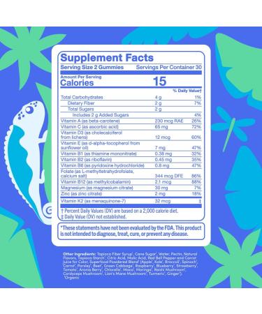 FIRST DAY Vitamins for Teens - Teen Multi Vitamins for Girls & Boys 12-17 Organic Fruit & Veggie Blend - 12 Key Nutrients: Vitamins A B1 B2 B6 B9 B12 C D3 E K2-30 Day Supply 60 (Pack Size 1) - Buy Online on GoSupps.com