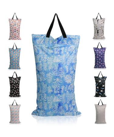 Mhwan Wetbags Kindergarten Nasbag waterproof double -zone lock pocket for hanging washable and reusable suitable for baby diapers fitness beach pool wet bag (blue) DW09 40x70cm