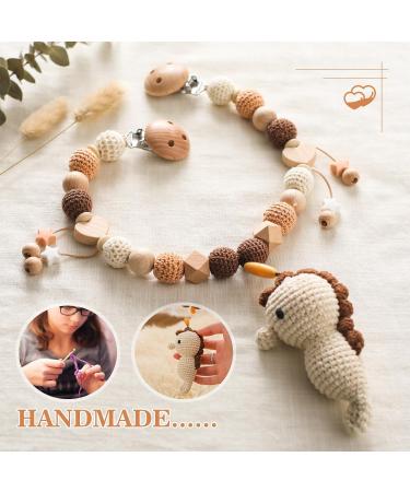 Buy Mamimami Home Wood & Cotton Crocheted Hippocampus Stroller Chain Toy - Perfect Birth Gift for Girls & Babies 0+ Months - Buy Online on GoSupps.com