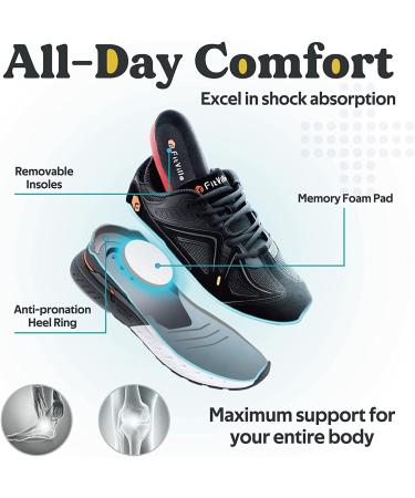 FitVille Extra Wide Walking Shoes for Men - Arch Support Sneakers for Flat Feet - Heel Pain Relief - 10.5 Wide - Black - Buy Online on GoSupps.com
